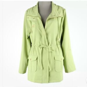 Kelly & Diane Sz 10 Lime Gold Tab Sleeve Zip Snap Poly Rayon Jacket